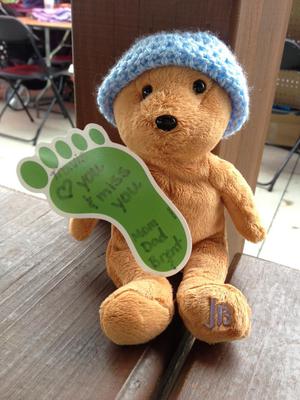 Light Brown Teddy Bear with JB on left foot